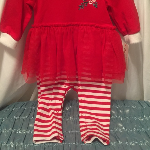 Cat & Jack Baby Christmas Onesie with pixie hood - Picture 5 of 6